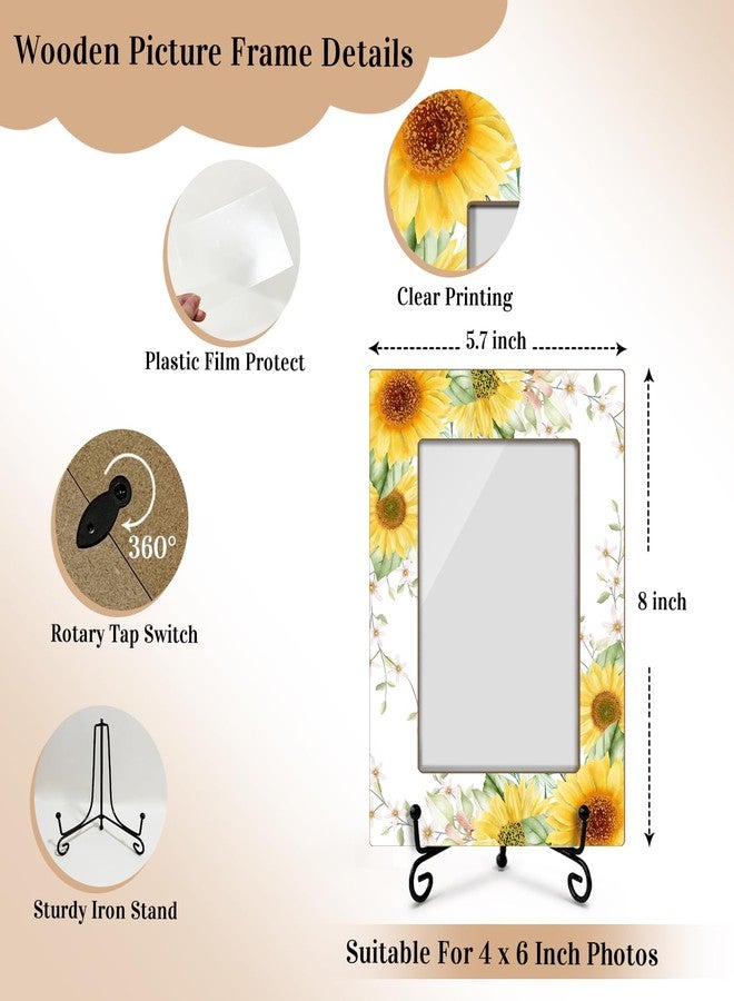 LWBEO Sunflower Picture Frame, Wooden Family Photo Frame Gift - 4x6 Vertical Stand - Perfect For Tabletop -37 - Image 2